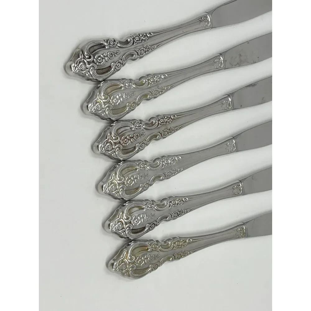 Oneida Renoir-Pembrooke Stainless Floral Hollow Dinner Knives 9